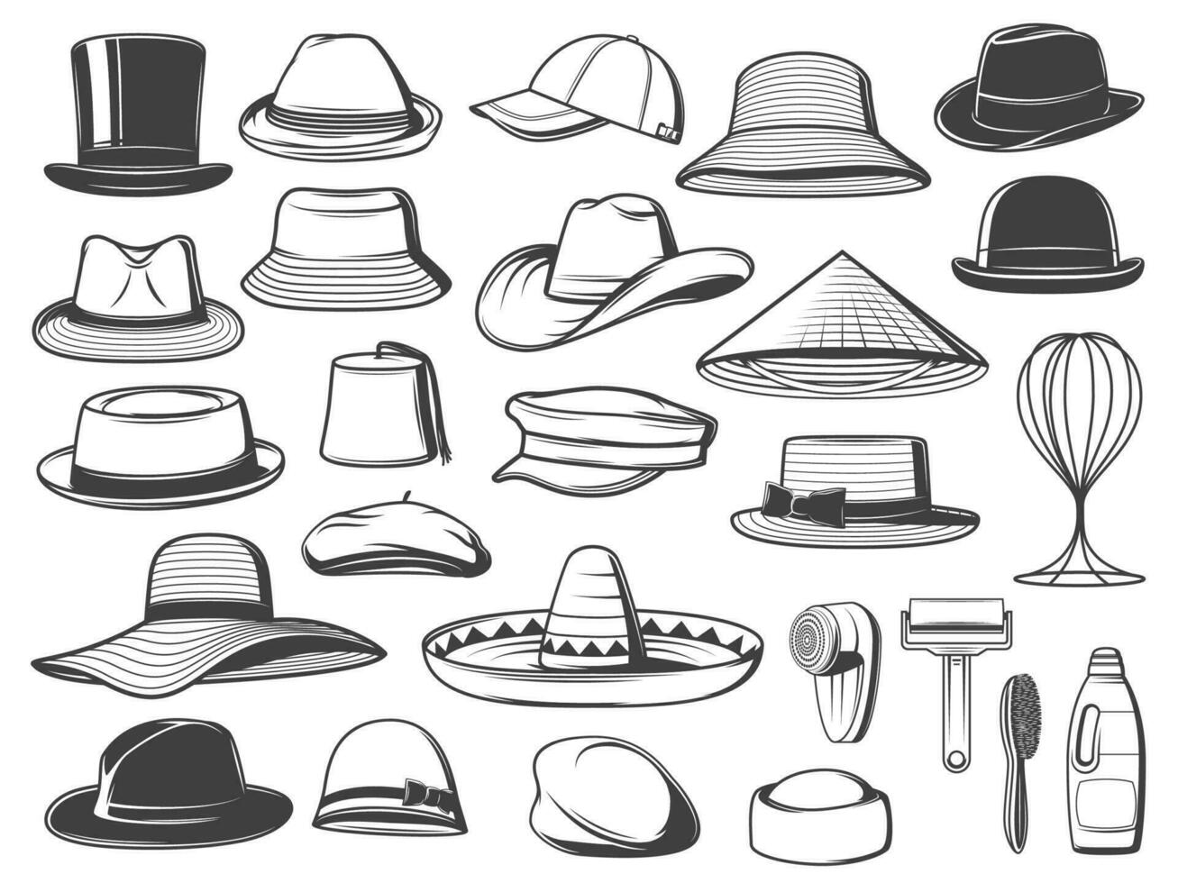 hattar, caps och panamas, hatt rengöring Tillbehör vektor