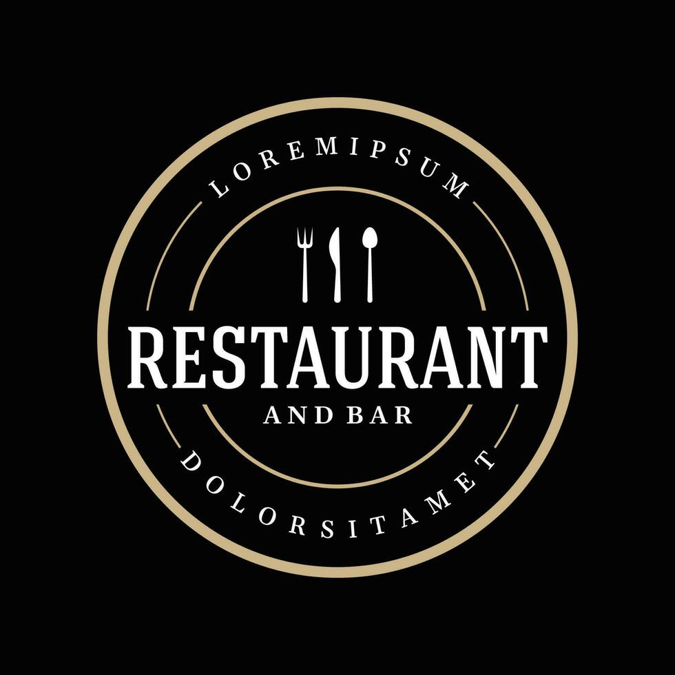 retro restaurang emblem.logo design bestick mall och hand dragen årgång stil restaurang typografi. vektor