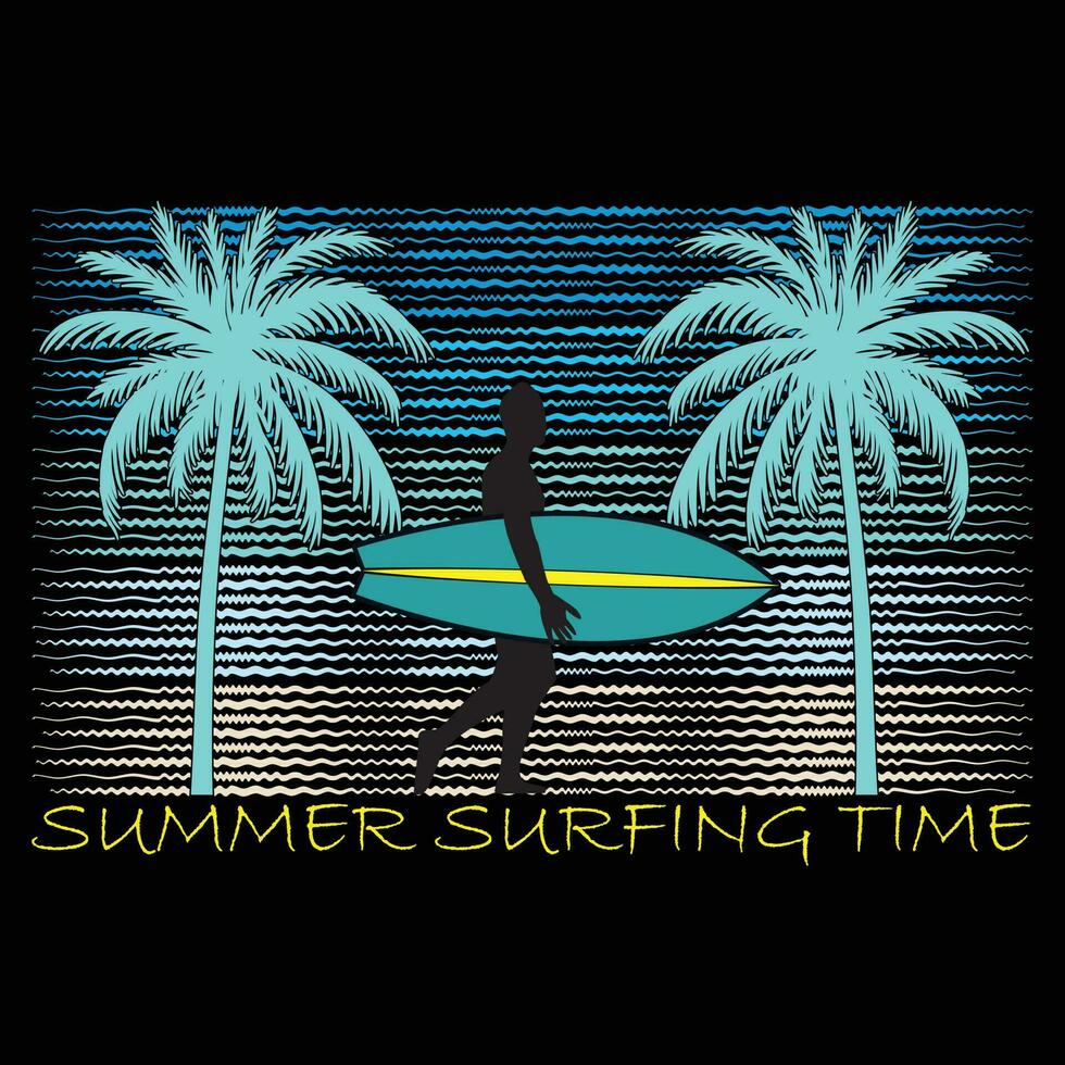 Sommer- Surfsign Zeit T-Shirt Design Vektor Illustration