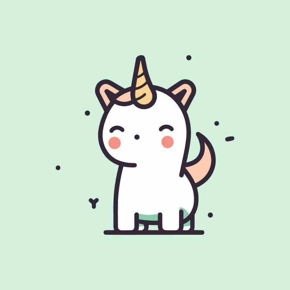 ein wunderlich und charmant Logo Illustration mit ein süß kawaii Einhorn, perfekt zum ein Kinder- Marke oder ein magisches Thema Produkt vektor