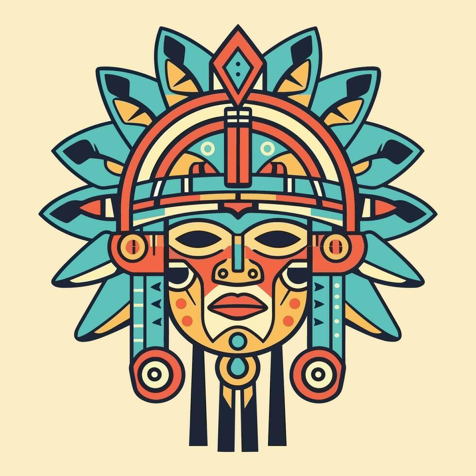 diese aztekisch Illustration Design Eigenschaften kompliziert Muster und Fett gedruckt Farben, inspiriert durch das uralt Zivilisation Kunst und Kultur vektor
