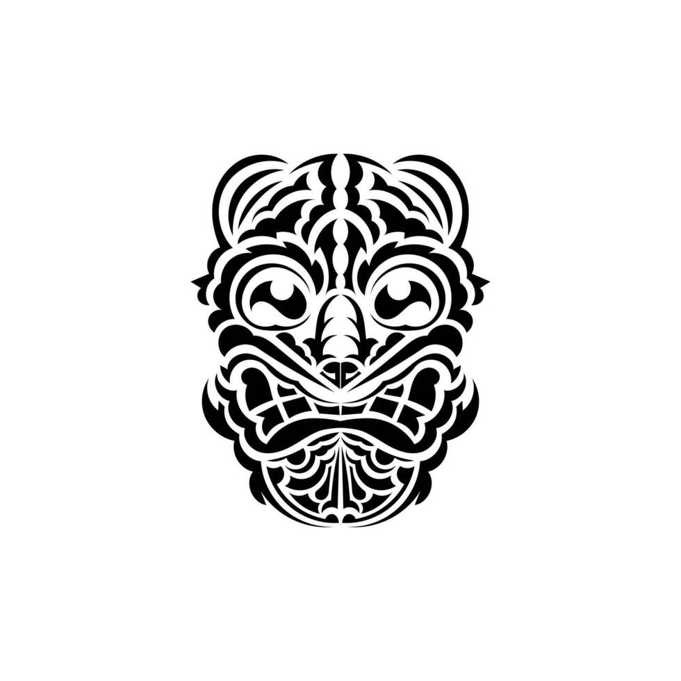 de ansikte av en viking eller orc. traditionell totem symbol. hawaiian stil. vektor isolerat på vit bakgrund.