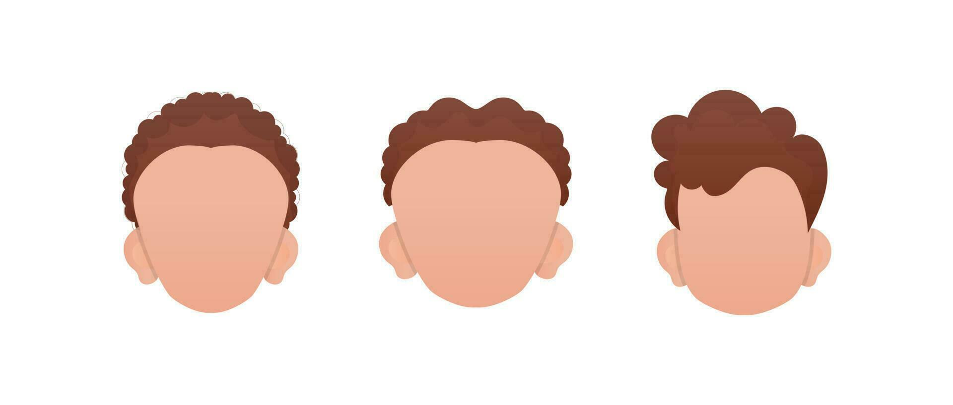 uppsättning av ansikten av liten Pojkar med annorlunda frisyrer. isolerat på vit bakgrund. vetkaran illustration. vektor