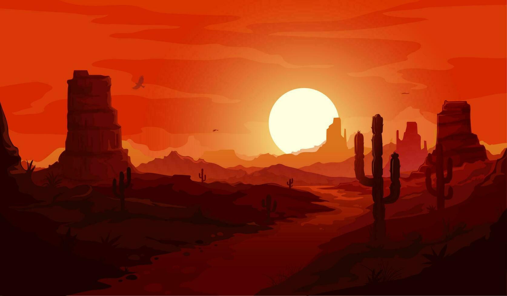 amerikanisch Wüste Landschaft, Western Hintergrund vektor