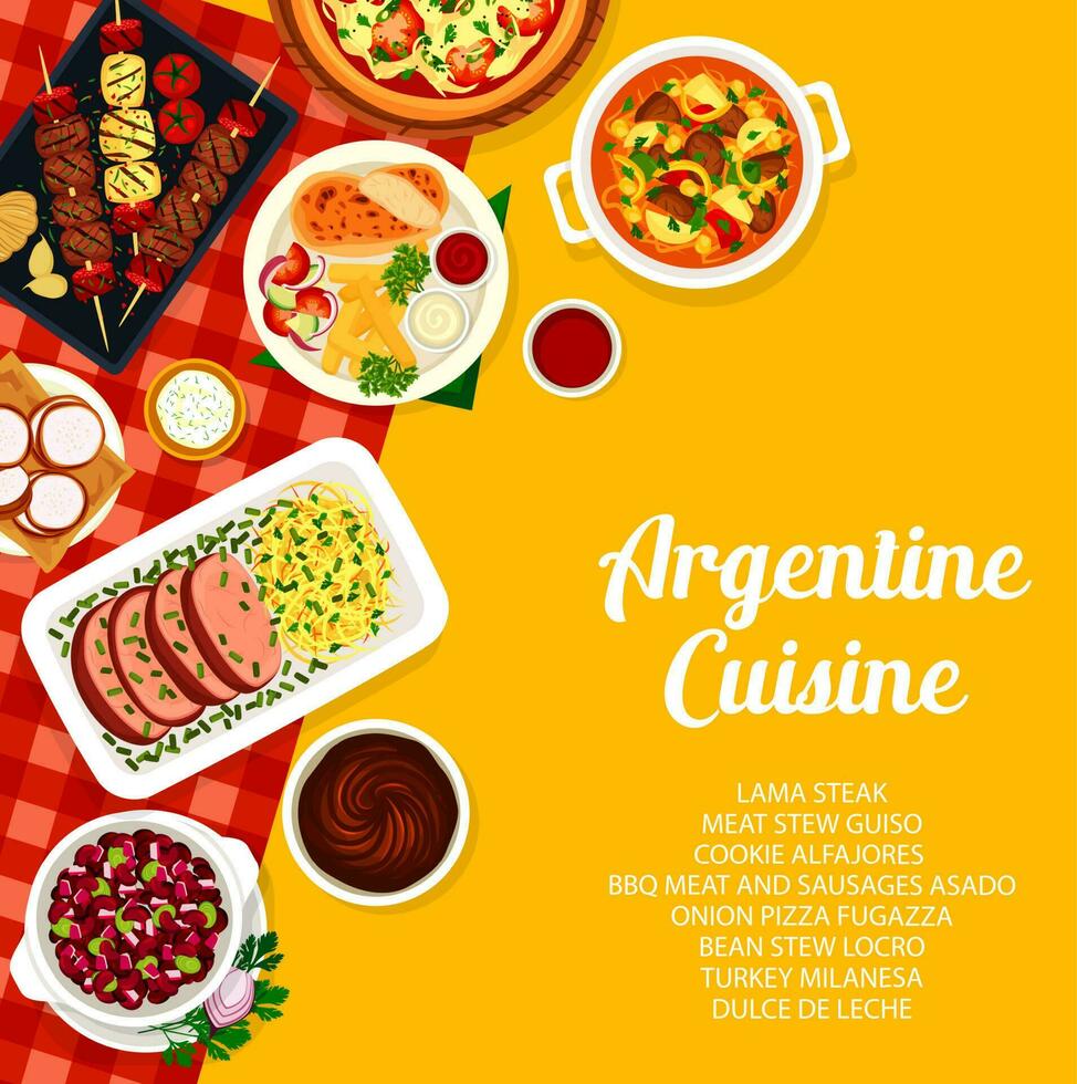 Argentinien Küche Restaurant Speisekarte Vektor Startseite