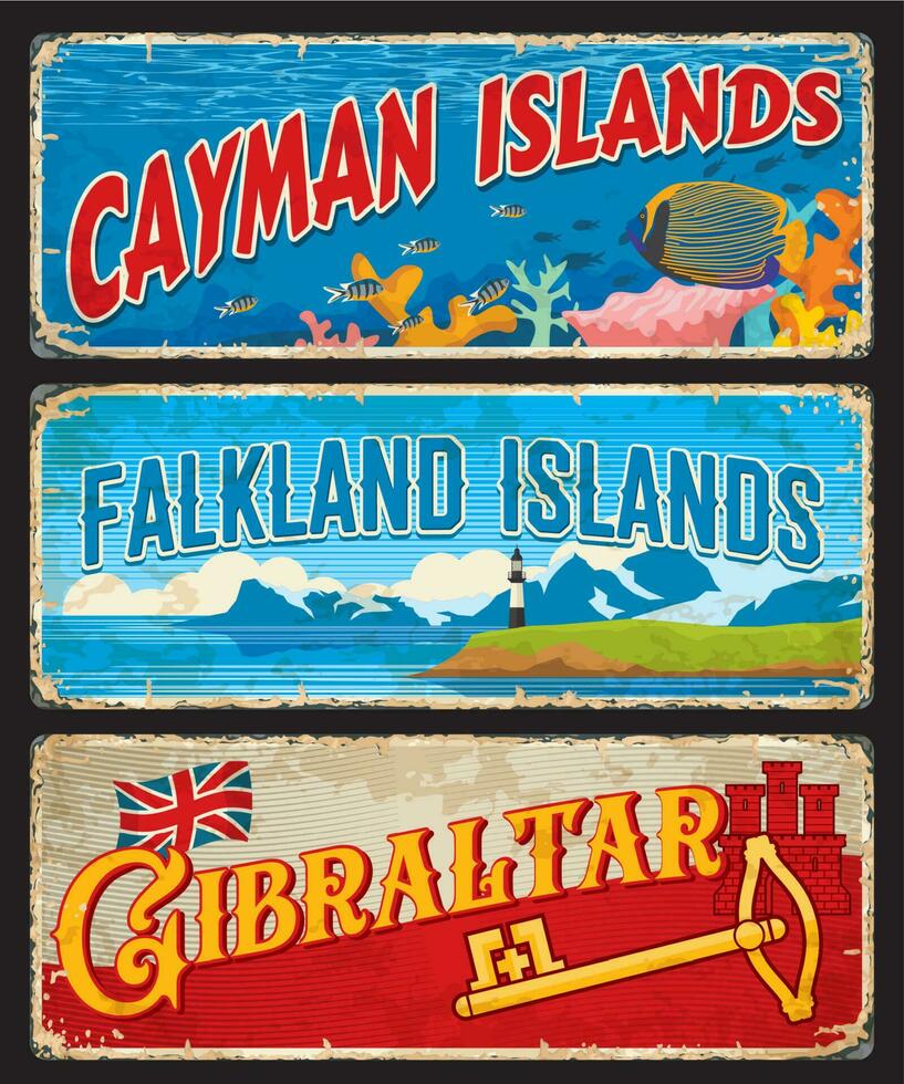 britisch Kaiman, Falkland Inseln, Gibraltar Platten vektor