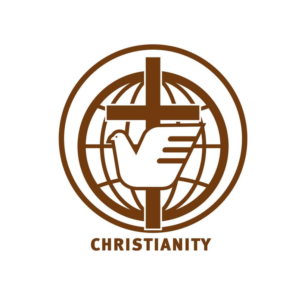 Christentum Symbol Kreuz und Taube, religiös Symbol vektor