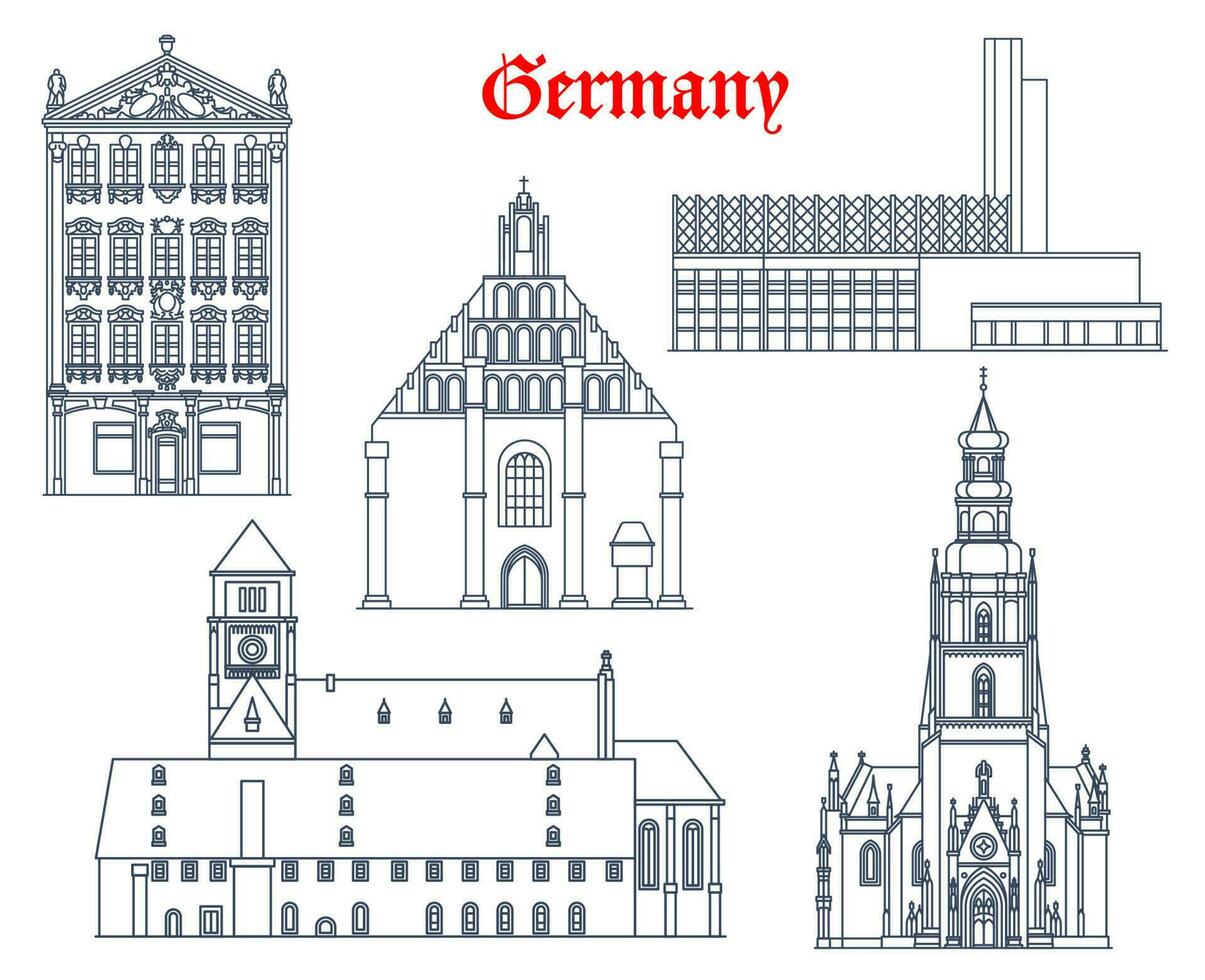 Tyskland byggnader av chemnitz, kamenz, zwickau vektor