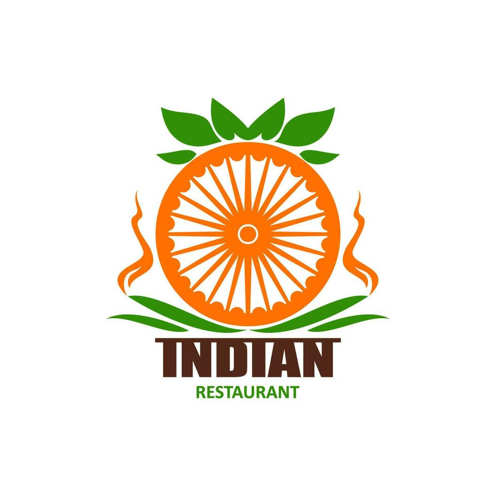indisk kök restaurang ikon med dhama hjul vektor