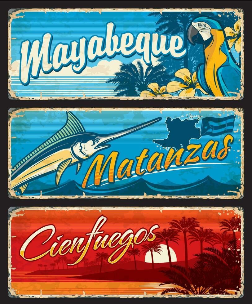 Mayabeque, Matanzas, cienfuegos kubanisch Region Zeichen vektor