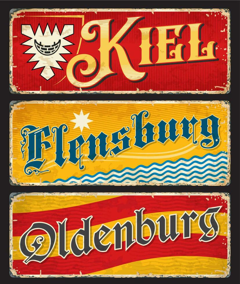 Kiel, altenburg, flensburg Deutsche Stadt Platten vektor