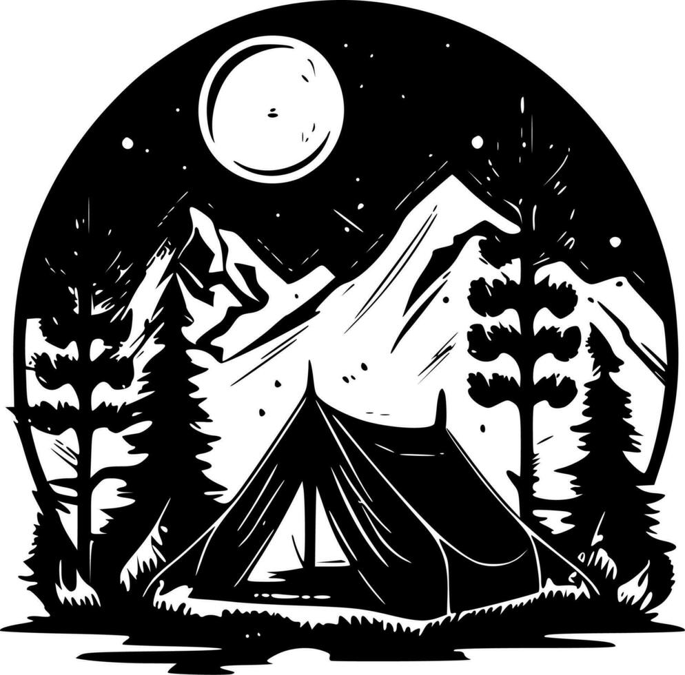 Camping - - minimalistisch und eben Logo - - Vektor Illustration