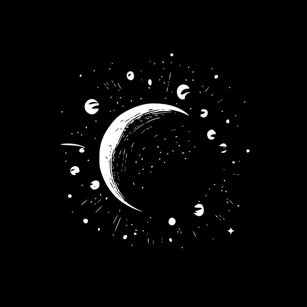 himmelsk, svart och vit vektor illustration