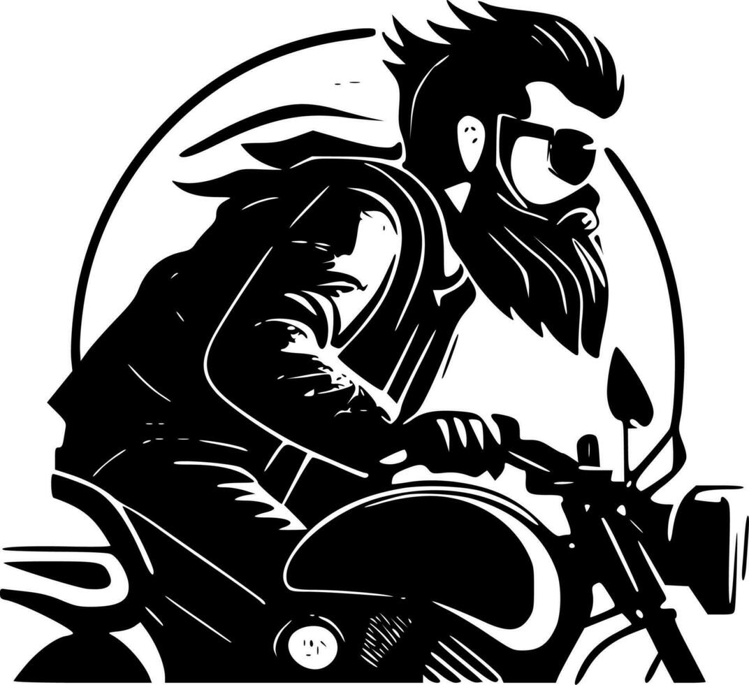 Biker - - schwarz und Weiß isoliert Symbol - - Vektor Illustration