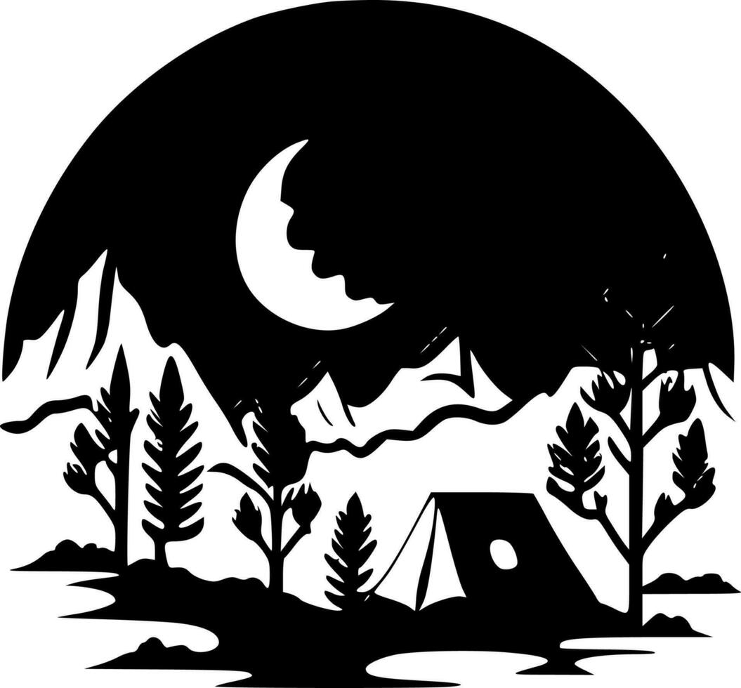 camping, minimalistisk och enkel silhuett - vektor illustration