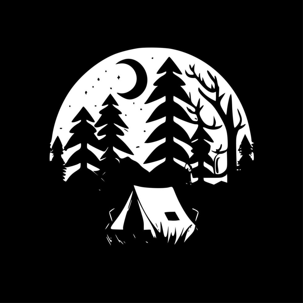 camping - minimalistisk och platt logotyp - vektor illustration