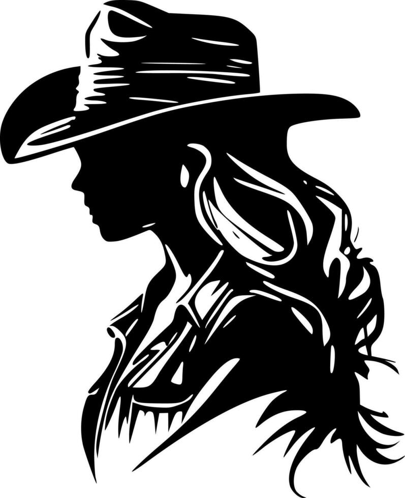 Cowgirl, schwarz und Weiß Vektor Illustration