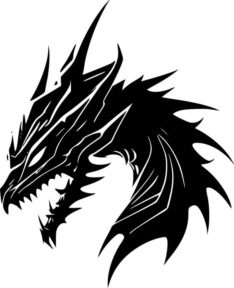 drakar, svart och vit vektor illustration