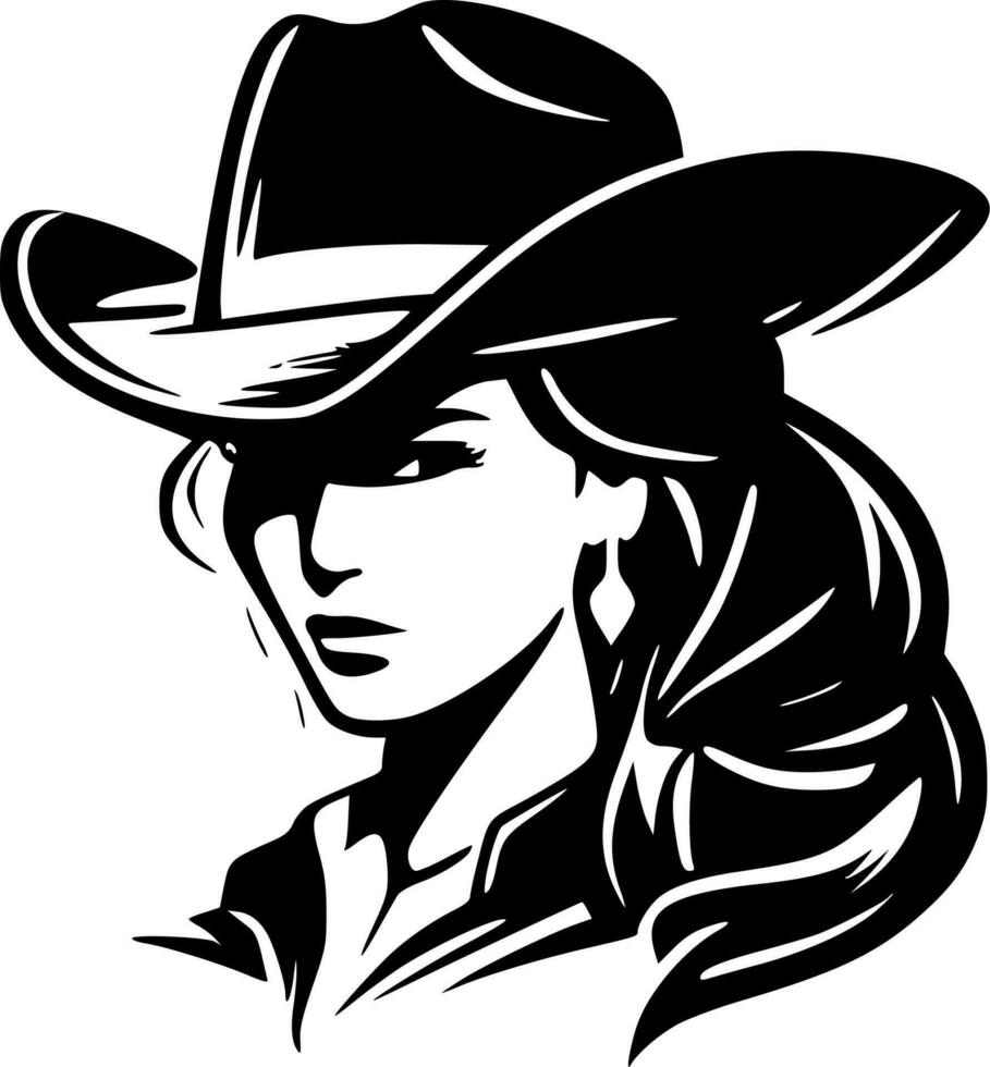 cowgirl, minimalistisk och enkel silhuett - vektor illustration