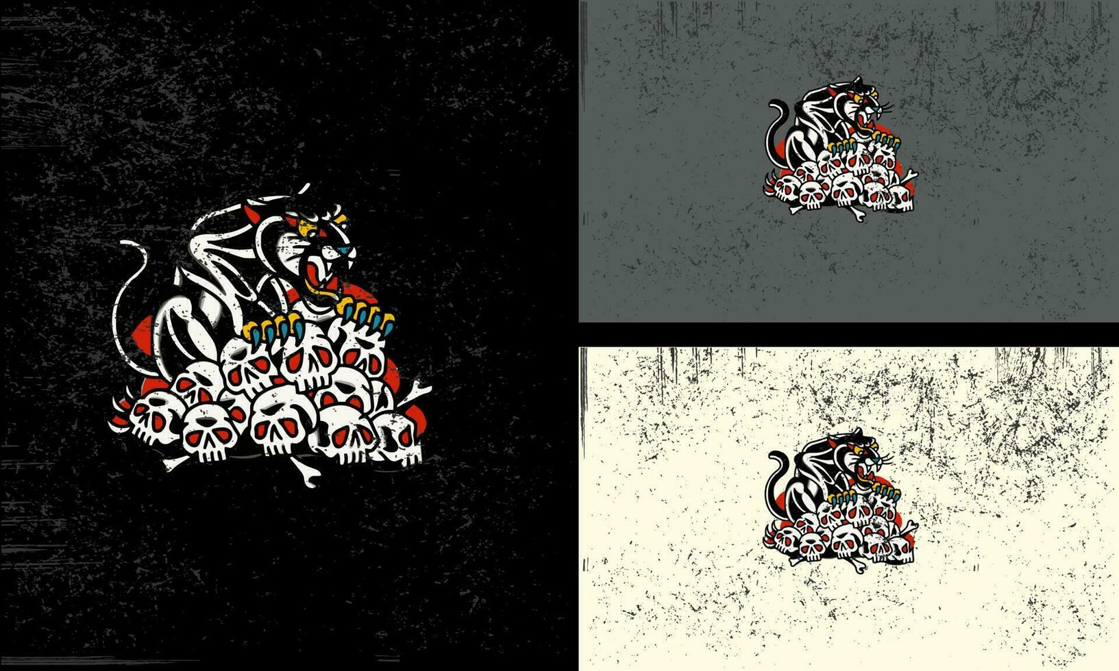 Panther und Kopf Schädel Vektor Maskottchen Design