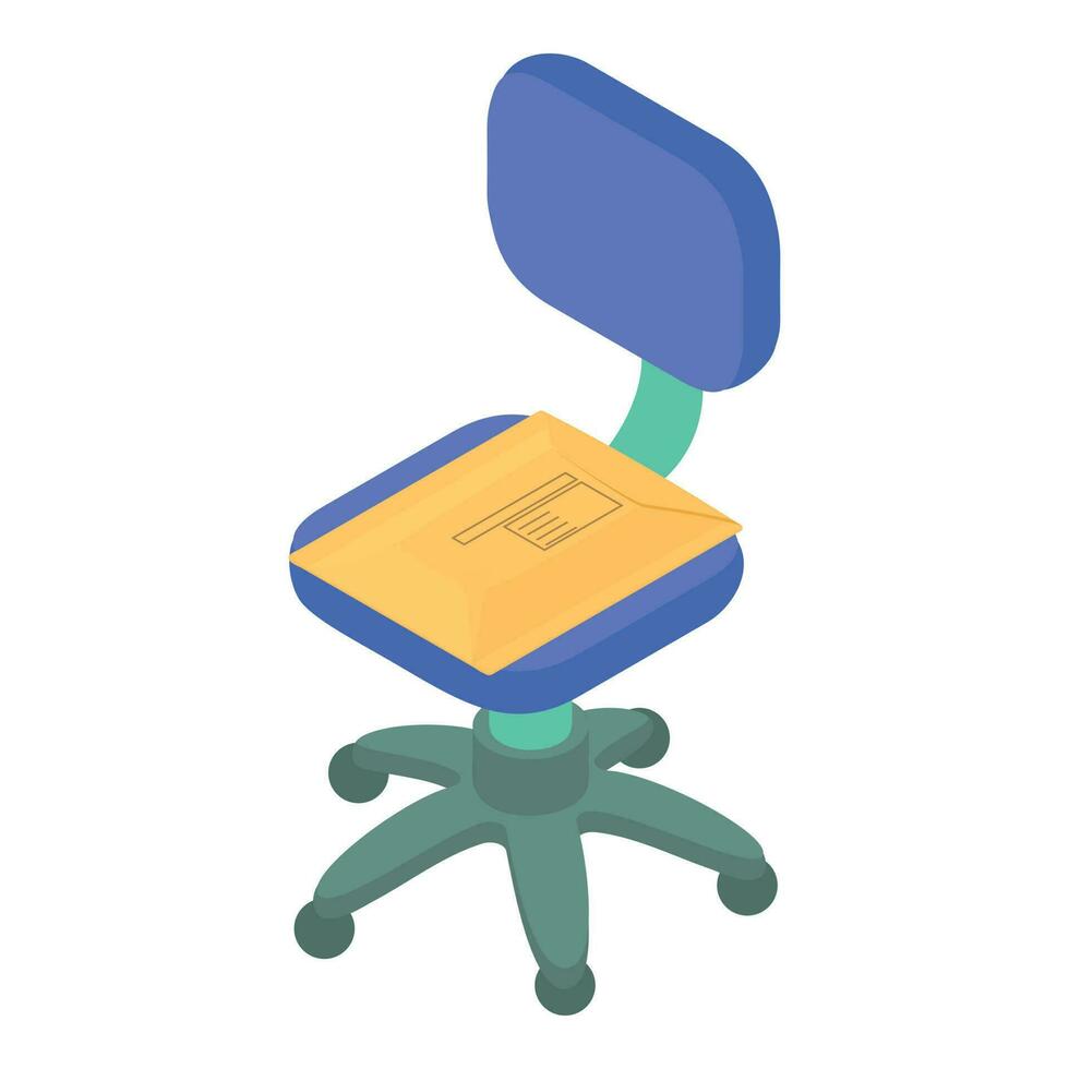 kontor stol ikon isometrisk vektor. blå arbete stol och stängd post kuvert vektor
