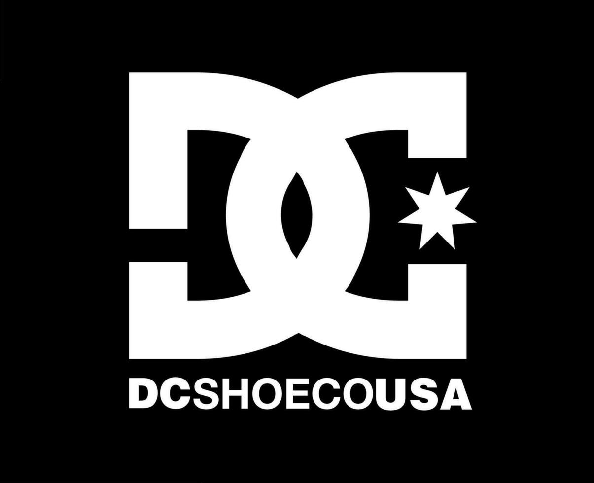 dc skor USA varumärke kläder logotyp symbol vit design lyx mode vektor illustration med svart bakgrund