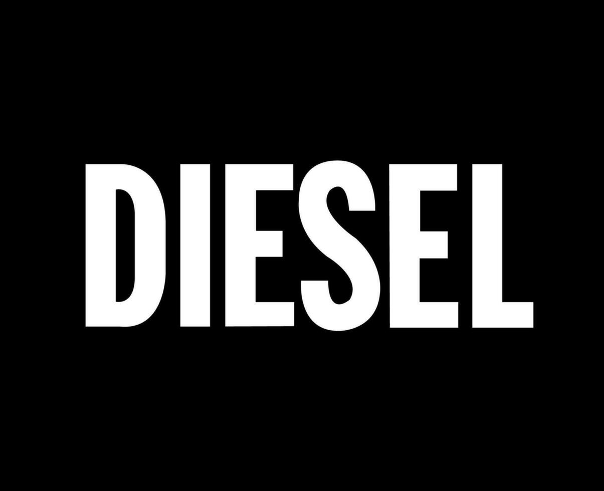 diesel varumärke logotyp symbol namn vit design lyx kläder mode vektor illustration med svart bakgrund