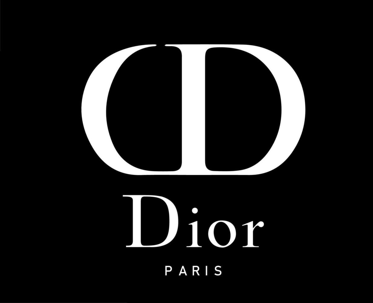 dior paris logotyp varumärke lyx kläder symbol vit design mode vektor illustration med svart bakgrund