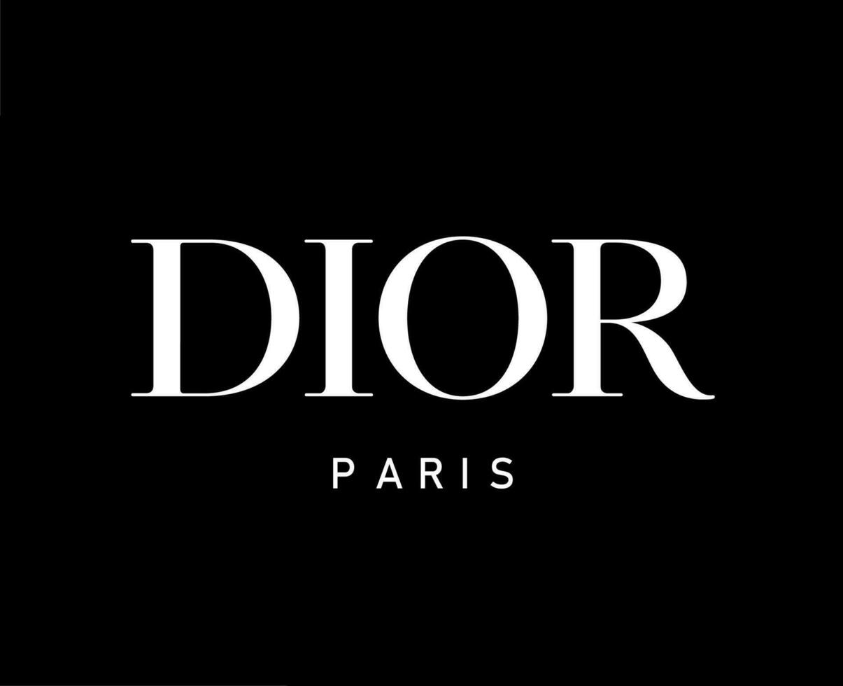 dior paris varumärke kläder logotyp symbol vit design lyx mode vektor illustration med svart bakgrund