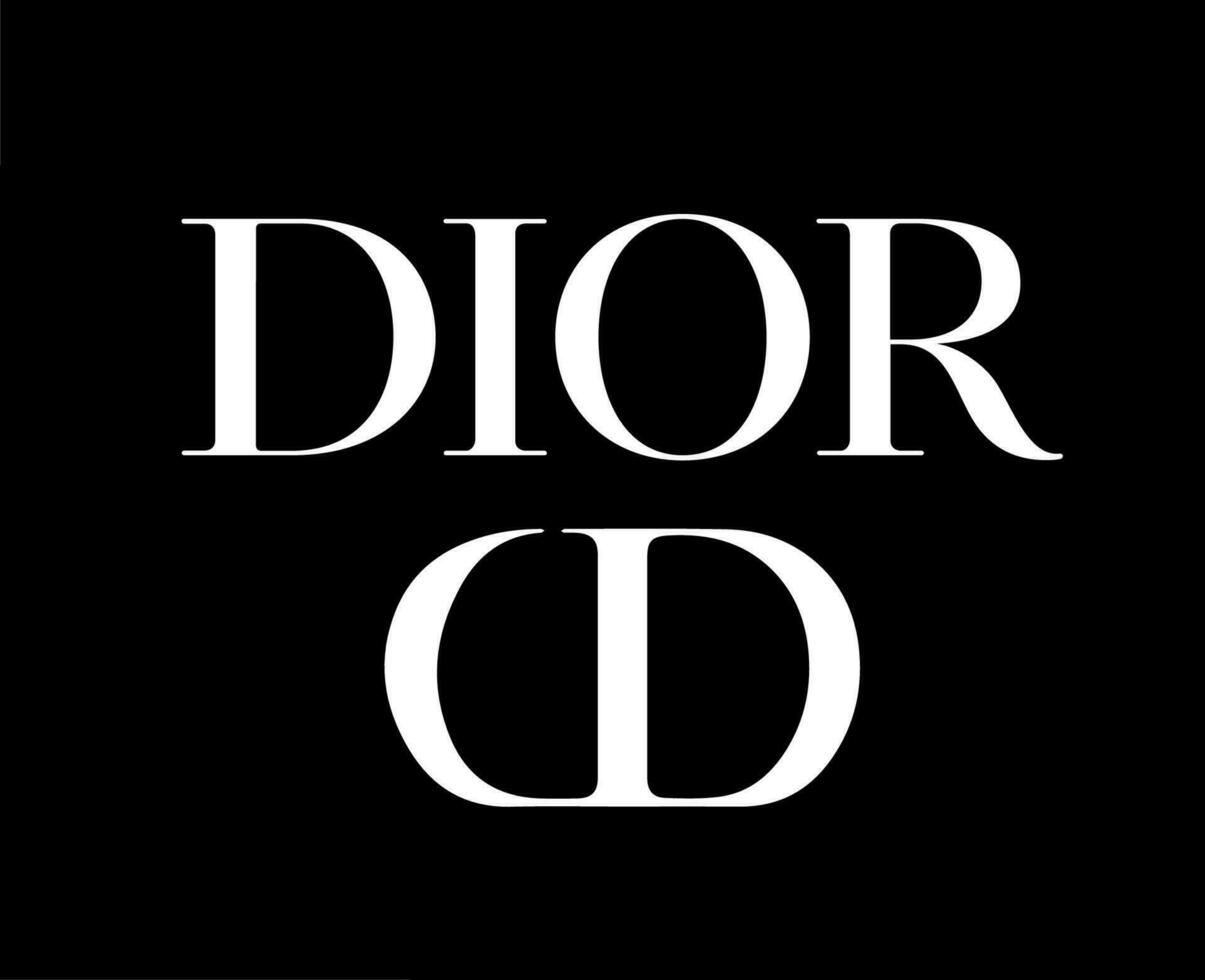 dior Marke Kleider Logo Symbol mit Name Weiß Design Luxus Mode Vektor Illustration mit schwarz Hintergrund