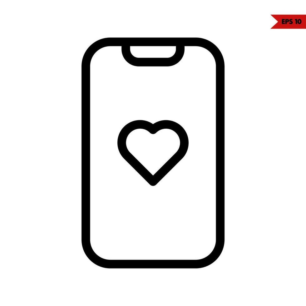 Liebe im Bildschirm Handy, Mobiltelefon Telefon Linie Symbol vektor