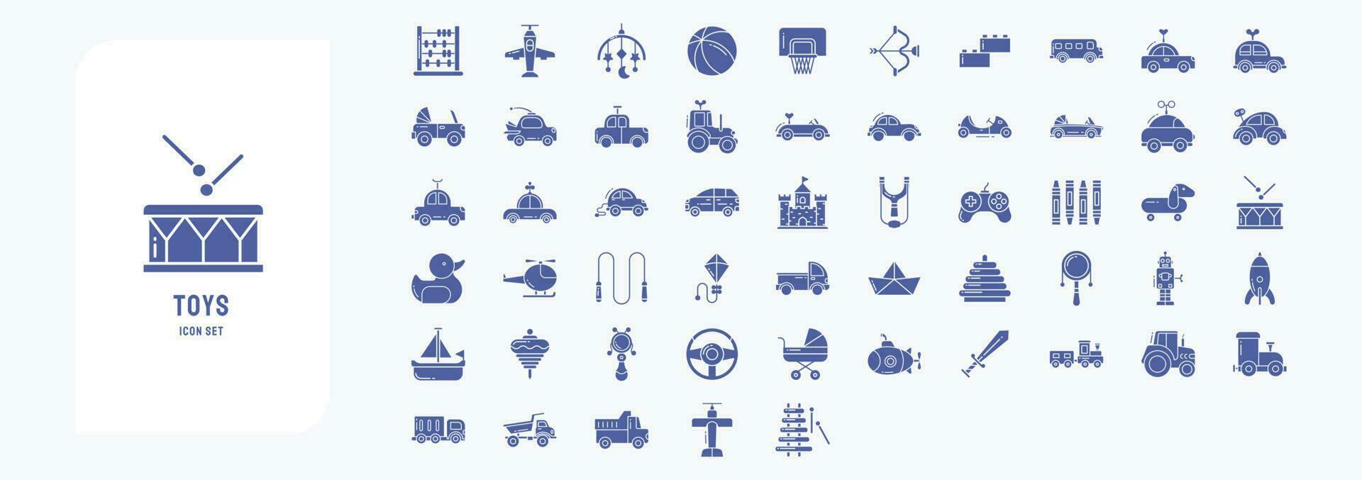 samling av ikoner relaterad till leksaker, Inklusive ikoner tycka om kulram, flygplan, boll, basketboll och Mer vektor