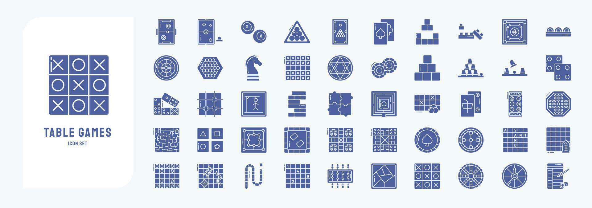 Sammlung von Symbole verbunden zu Tabelle Spiele, einschließlich Symbole mögen Luft hokey, Schach, Kasino Chips, und Mehr vektor