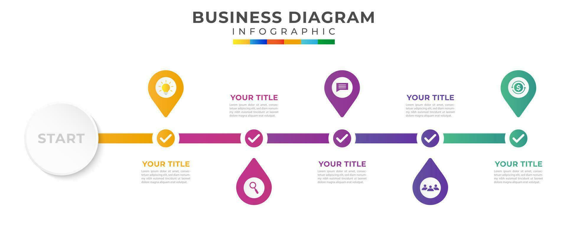 5 steg modern tidslinje diagram färdplan med cirkel ämne Diagram och modern företag ikoner vektor