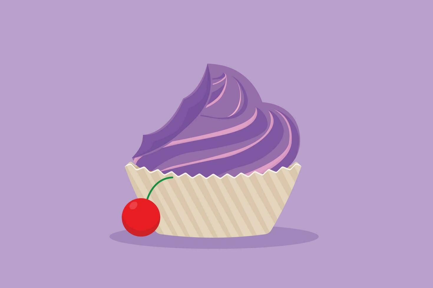 tecknad serie platt stil teckning av färsk utsökt amerikan muffin småkakor med körsbär restaurang logotyp emblem. ljuv bakverk uppkopplad affär logotyp mall för Kafé, Lagra. grafisk design vektor illustration