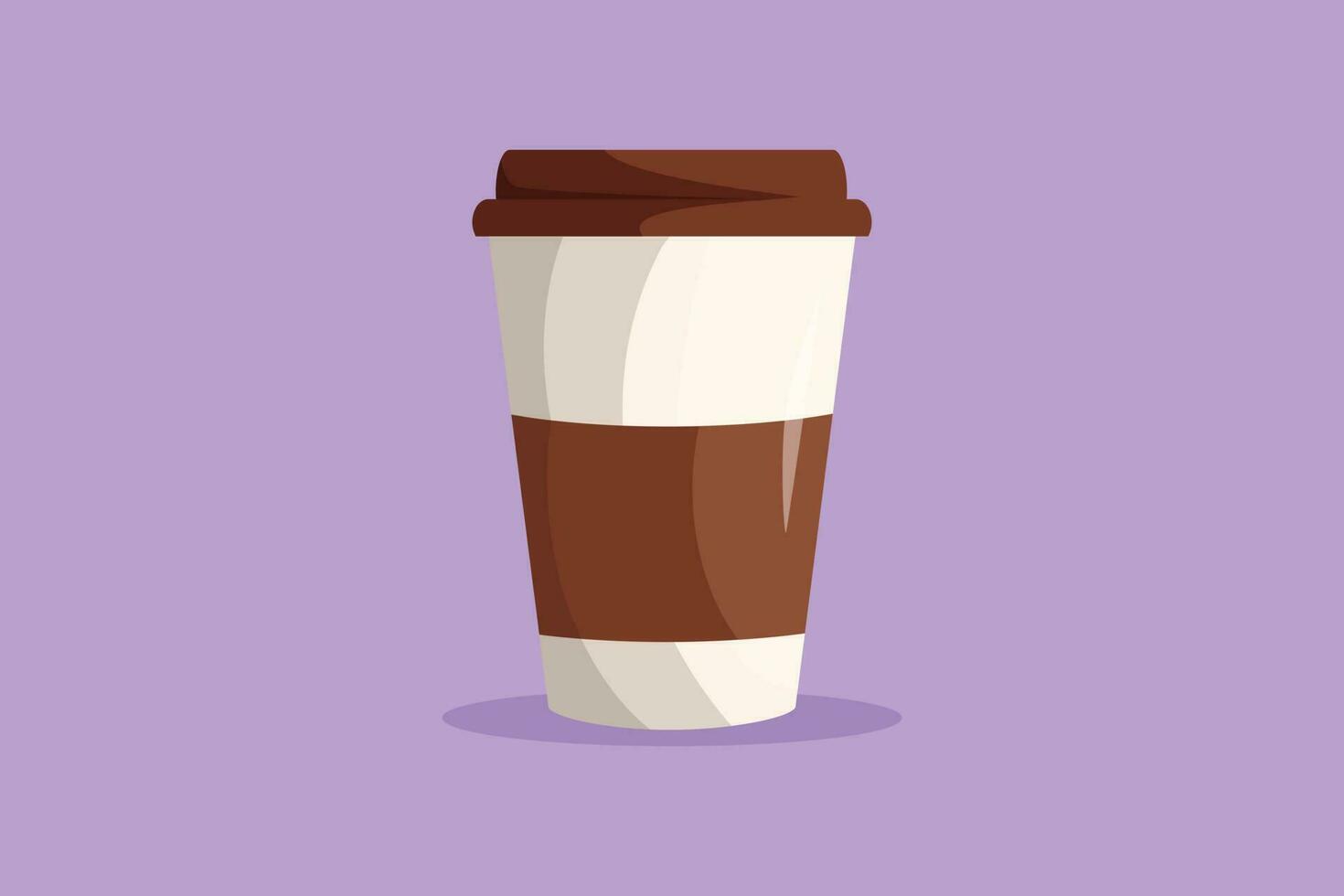 grafisk platt design teckning av kaffe papper kopp mall med kartong hållare och plast lock. disponibel ta ut Kafé paket. hämtmat hantverk packa. för logotyp symbol. tecknad serie stil vektor illustration