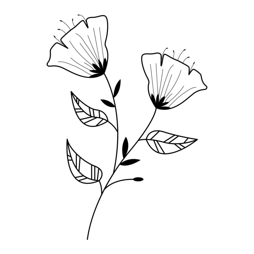 hand dragen skiss blommor illustration, dekorativ blommig element vektor