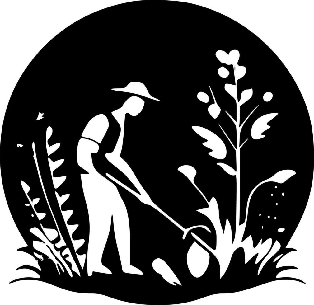 Gartenarbeit, schwarz und Weiß Vektor Illustration