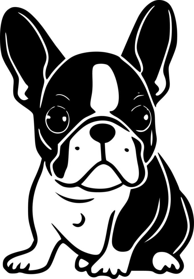 franska bulldogg - minimalistisk och platt logotyp - vektor illustration