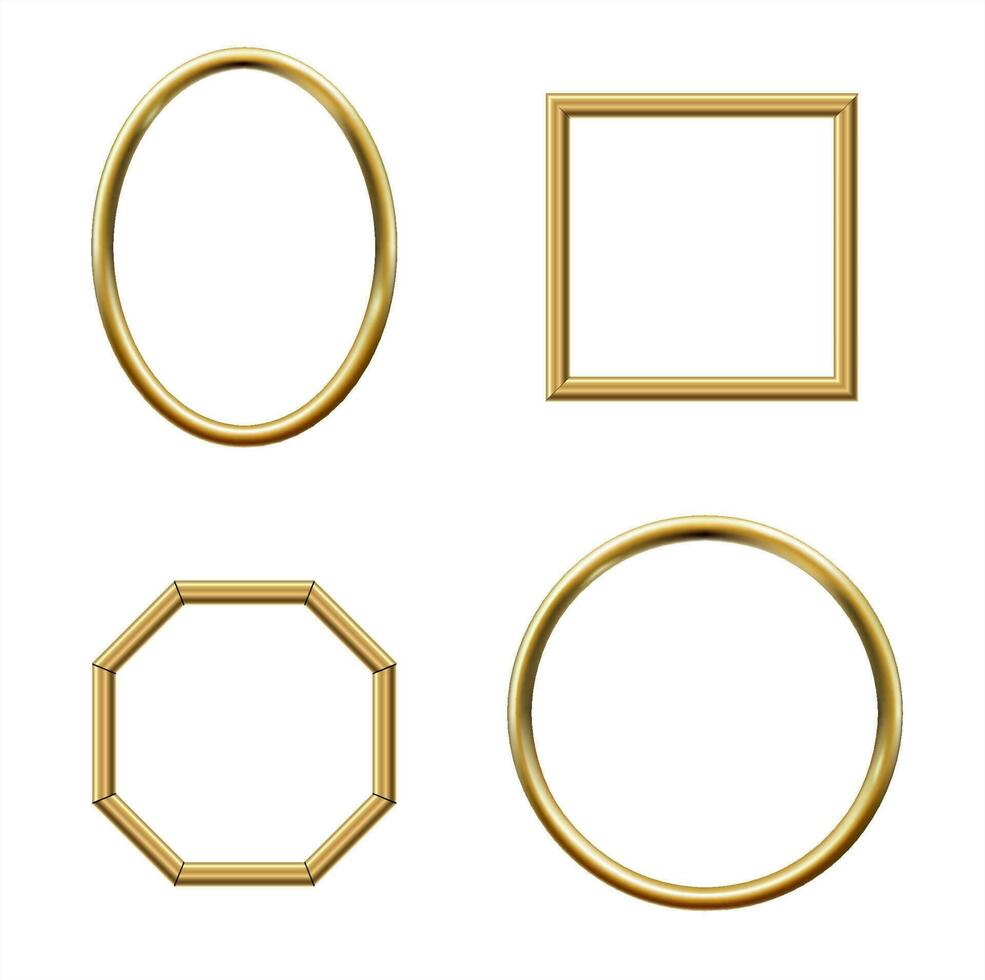 runden klassisch golden Jahrgang Bild Rahmen Oval und Ring vektor