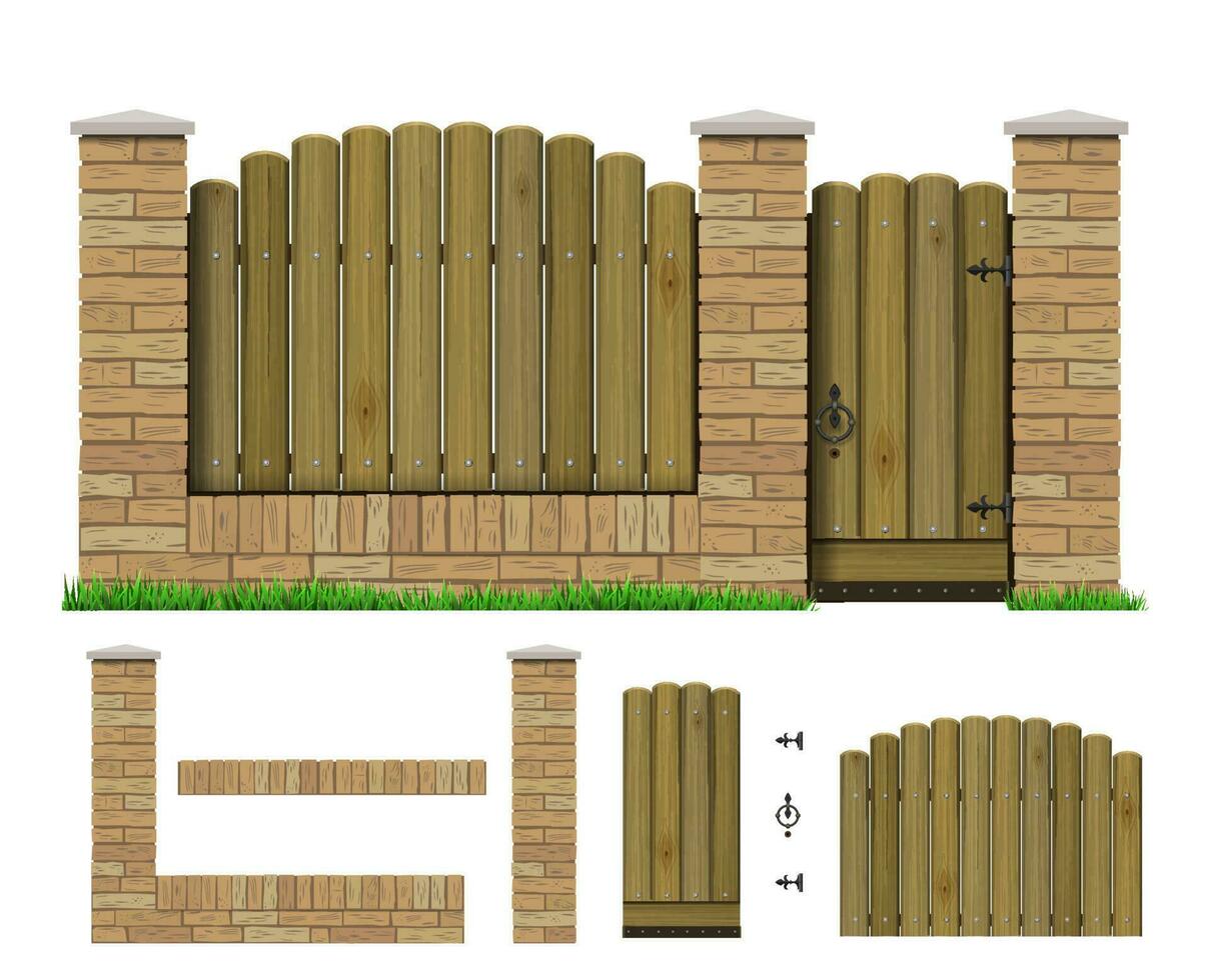 Konstrukteur Vorlage von klassisch Backstein Zaun mit Planke vektor