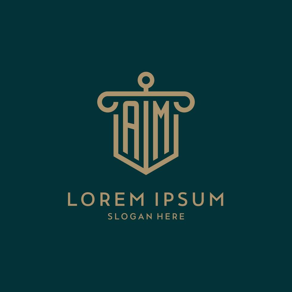 bin Monogramm Initiale Logo Design mit Schild und Säule gestalten Stil vektor