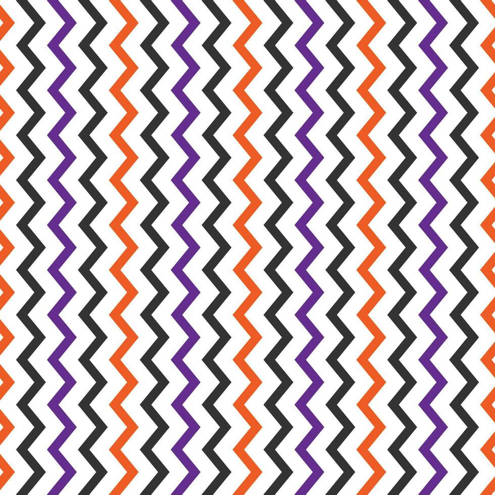 vektor sömlös mönster med vertikal orange, violett och grå zig zag Ränder i tecknad serie stil. vektor sparre design i orange, lila och grå färger