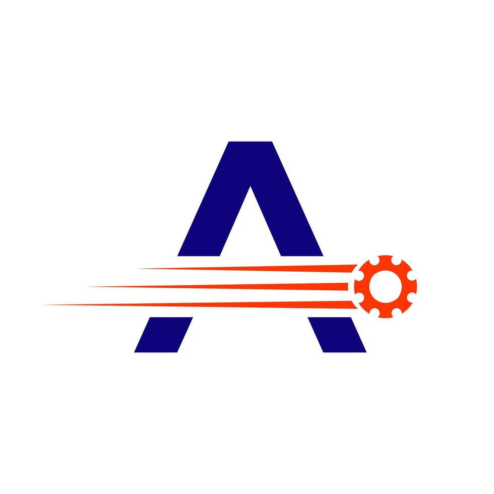 Initiale Brief ein Ausrüstung Zahnrad Logo. Automobil industriell Symbol, Ausrüstung Logo, Auto Reparatur Symbol vektor