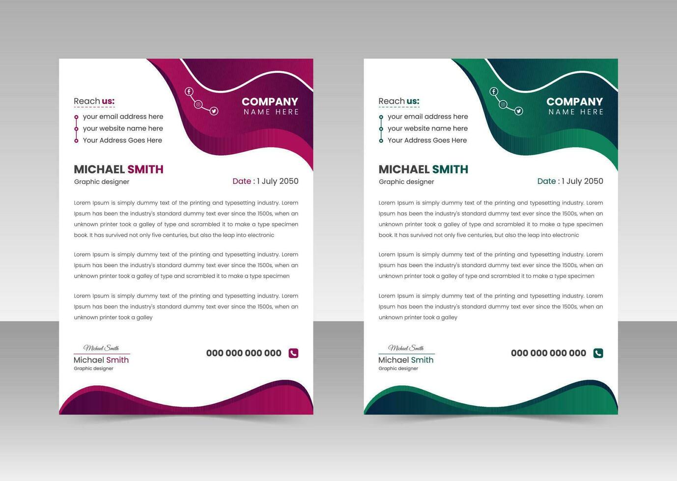 kreativ företag brev design mall. modern och eleganta brev design mall för din företag. fri vektor