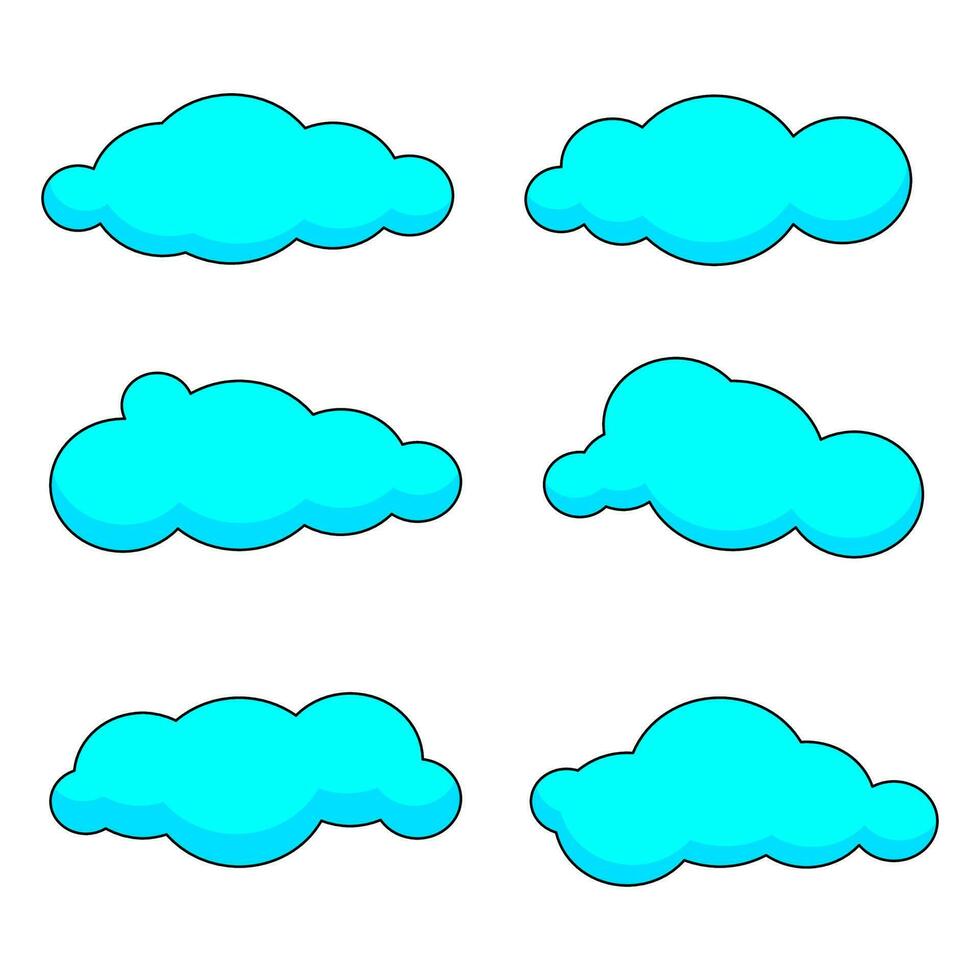 Blau einfach Wolke mit Gliederung isoliert auf Weiß Hintergrund vektor