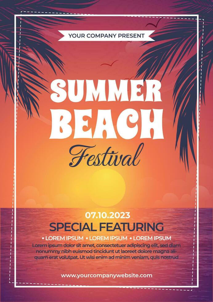 sommar strand festival affisch vektor