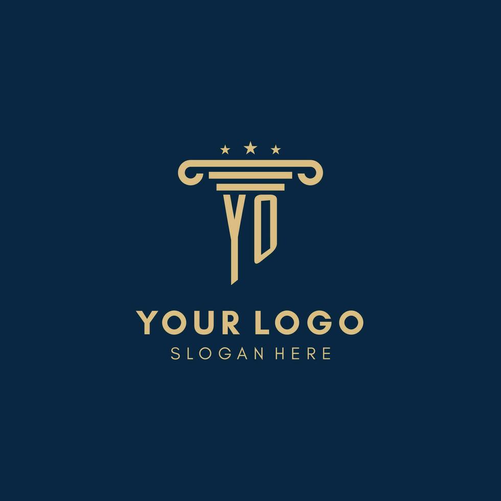 yo Monogramm Initiale Logo mit Säule und Sterne, Beste Design zum legal Feste vektor