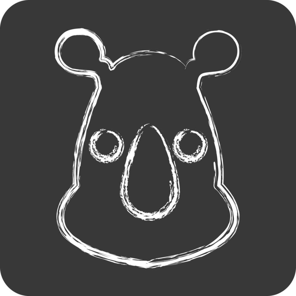 ikon noshörning. relaterad till djur- huvud symbol. krita stil. enkel design redigerbar vektor
