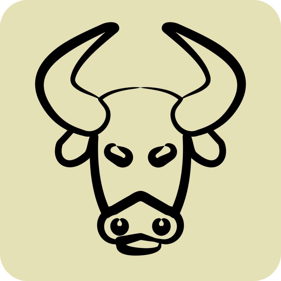 ikon bison. relaterad till djur- huvud symbol. hand dragen stil. enkel design redigerbar vektor